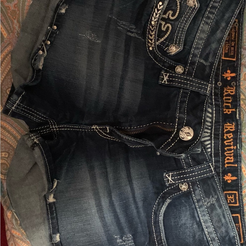 Rock Revival Dark Blue Women's Jeans with Silver Accents